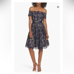 Eliza J Embellished Lace Fit & Flare